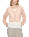 Lafayette 148 Finespun Voile Sheer Cropped Cardigan In Shell