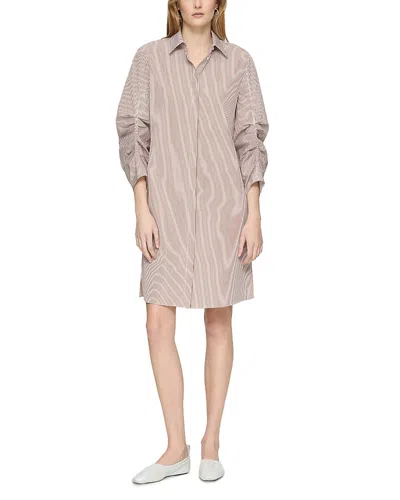 Lafayette 148 Ruched Sleeve Shirt Dress In Copper Multi