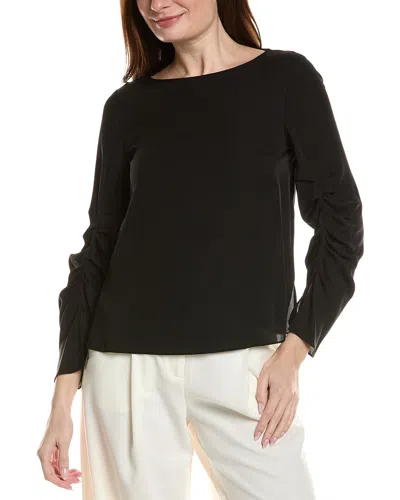 Lafayette 148 Ruched Slit Blouse In Black