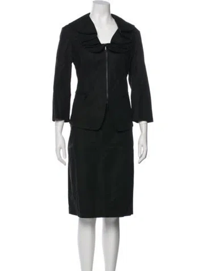 Pre-owned Lafayette 148 Ruffle Embellishment Skirt Set In Black