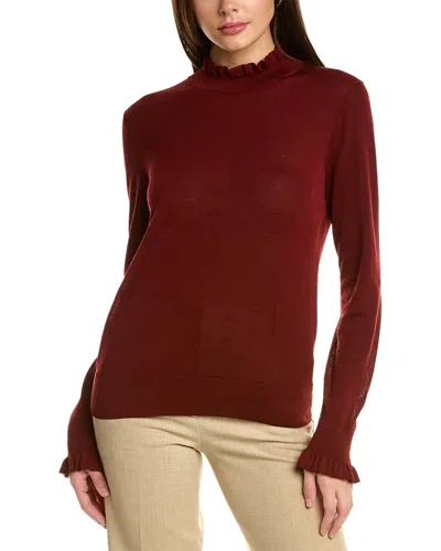 Lafayette 148 Ruffle Silk-blend Pullover In Red
