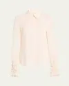 Lafayette 148 Silk Georgette Balloon Sleeve Blouse In Pearl