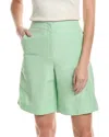 Lafayette 148 Ryerson Silk & Linen-blend Bermuda Short In Green