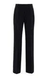Lafayette 148 Saint Marks Wool-silk Crepe Flared Pants In Black