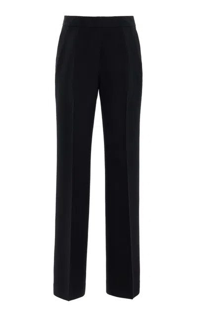 Lafayette 148 Saint Marks Wool-silk Crepe Flared Pants In Black