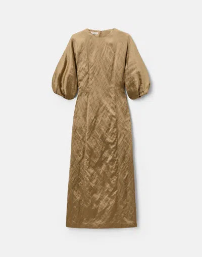 Lafayette 148 Satin Balloon Short Sleeve Midi Dress