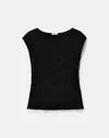 Lafayette 148 Satin Plisse Smocked Sleeveless Blouse In Black
