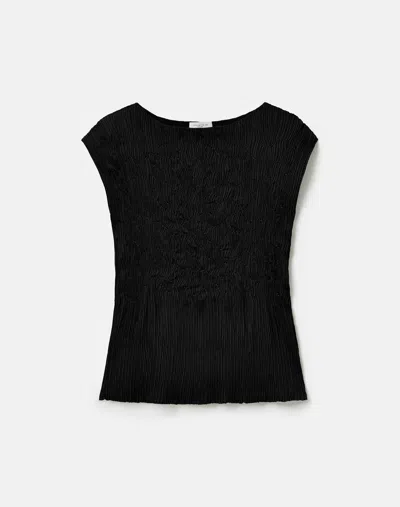 Lafayette 148 Satin Plisse Smocked Sleeveless Blouse