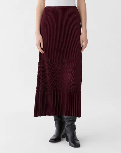 Lafayette 148 Satin Plisse Straight Midi Skirt In Brown