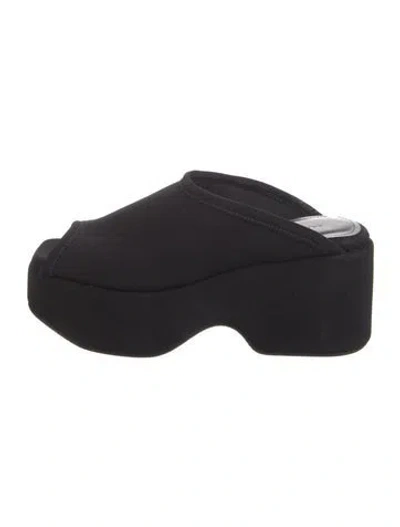 Pre-owned Lafayette 148 Satin Slides In Black