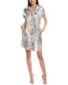 Lafayette 148 Eco Fern Print Silk Twill Tunic Button Dress In Multi