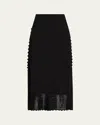 Lafayette 148 Scalloped Cotton-silk Tape Knit Midi Skirt In Black