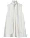 Lafayette 148 Scarf Collar Sleeveless Silk Blouse In White