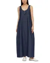 Lafayette 148 New York Lightweight Denim Cocoon Maxi Dress In Indigo