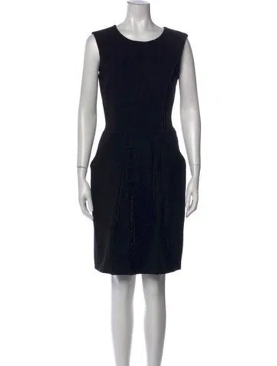 Pre-owned Lafayette 148 Scoop Neck Knee-length Dress In Black