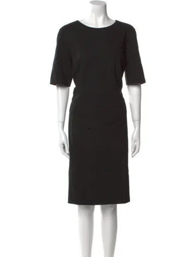 Pre-owned Lafayette 148 Scoop Neck Knee-length Dress In Black