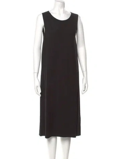 Pre-owned Lafayette 148 Scoop Neck Knee-length Dress In Black