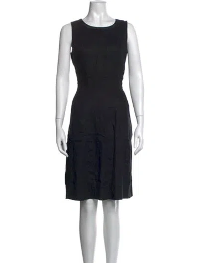 Pre-owned Lafayette 148 Scoop Neck Knee-length Dress In Black
