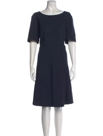 Pre-owned Lafayette 148 Scoop Neck Knee-length Dress In Blue