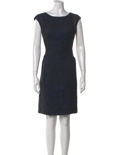 Pre-owned Lafayette 148 Scoop Neck Knee-length Dress In Blue