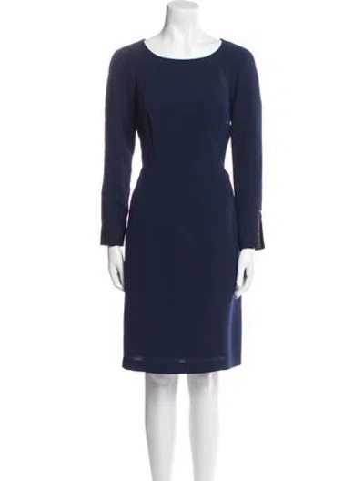 Pre-owned Lafayette 148 Scoop Neck Knee-length Dress In Blue