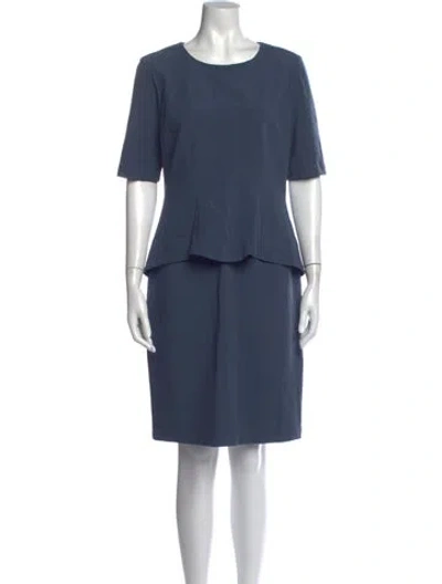 Pre-owned Lafayette 148 Scoop Neck Knee-length Dress In Blue