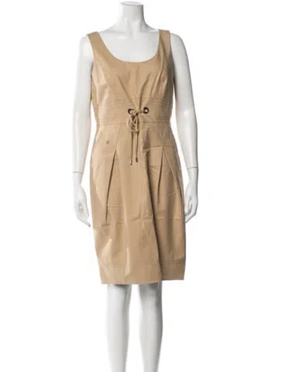 Pre-owned Lafayette 148 Scoop Neck Knee-length Dress In Brown