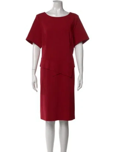 Pre-owned Lafayette 148 Scoop Neck Knee-length Dress In Red