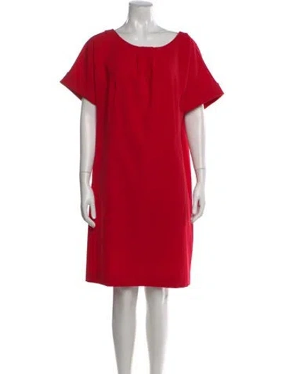 Pre-owned Lafayette 148 Scoop Neck Knee-length Dress In Red