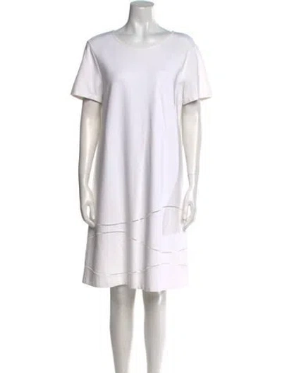 Pre-owned Lafayette 148 Scoop Neck Knee-length Dress In White