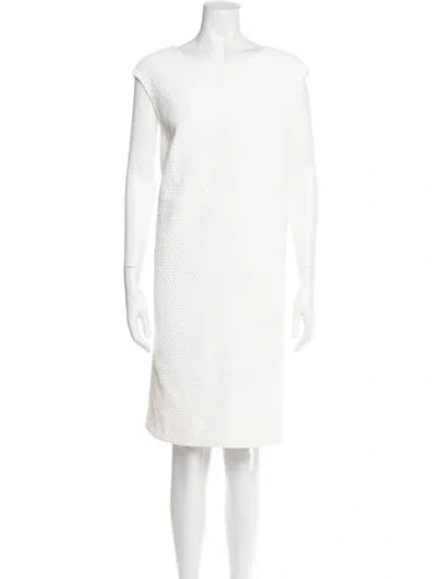 Pre-owned Lafayette 148 Scoop Neck Knee-length Dress In White