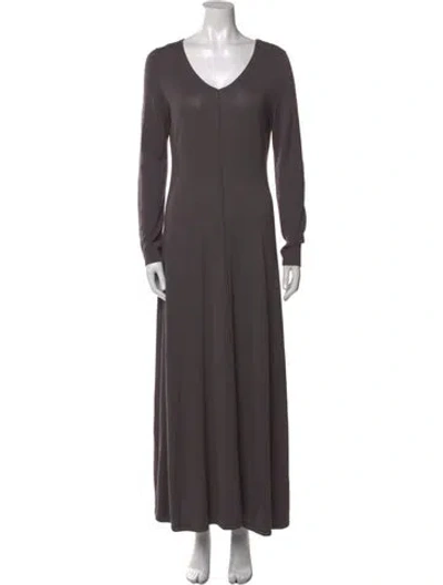 Pre-owned Lafayette 148 Scoop Neck Long Dress In Gray