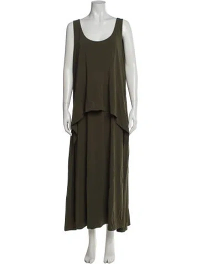 Pre-owned Lafayette 148 Scoop Neck Long Dress In Green