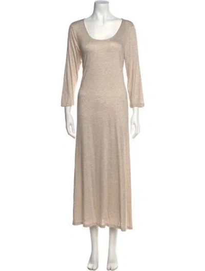 Pre-owned Lafayette 148 Scoop Neck Long Dress In Neutral