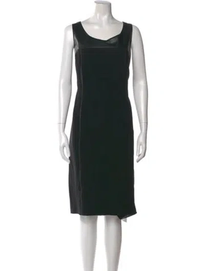 Pre-owned Lafayette 148 Scoop Neck Midi Length Dress In Black