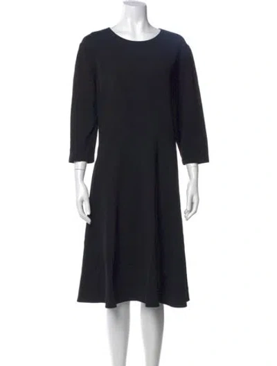 Pre-owned Lafayette 148 Scoop Neck Midi Length Dress In Black