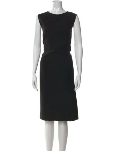Pre-owned Lafayette 148 Scoop Neck Midi Length Dress In Black