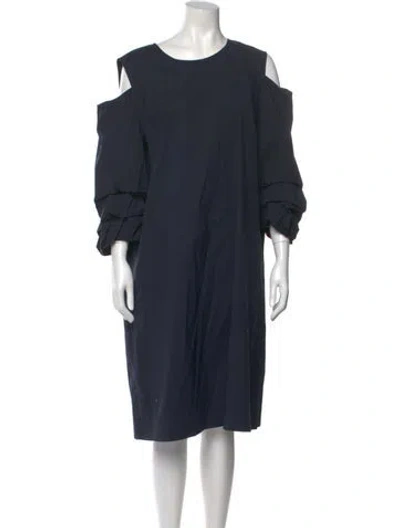 Pre-owned Lafayette 148 Scoop Neck Midi Length Dress In Blue