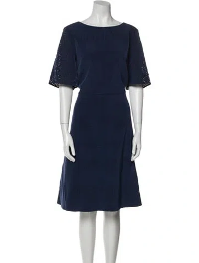 Pre-owned Lafayette 148 Scoop Neck Midi Length Dress In Blue