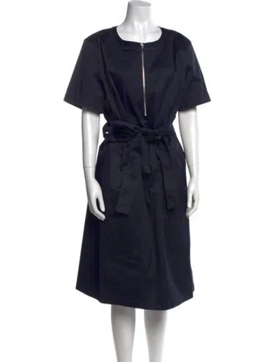 Pre-owned Lafayette 148 Scoop Neck Midi Length Dress In Blue