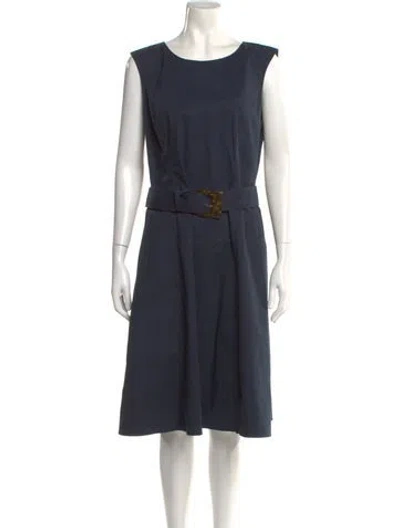 Pre-owned Lafayette 148 Scoop Neck Midi Length Dress In Blue