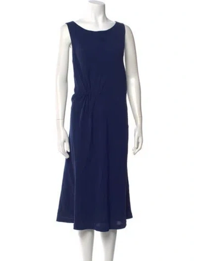 Pre-owned Lafayette 148 Scoop Neck Midi Length Dress In Blue