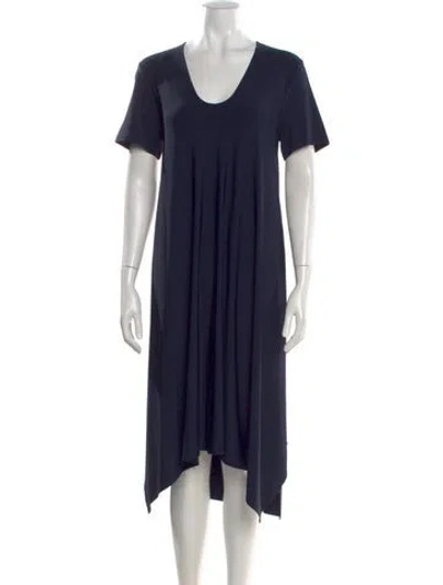 Pre-owned Lafayette 148 Scoop Neck Midi Length Dress In Blue