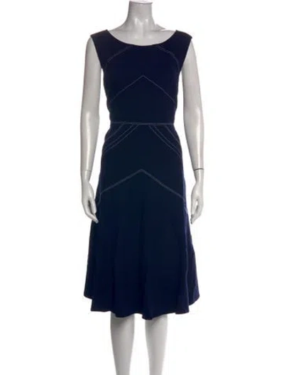 Pre-owned Lafayette 148 Scoop Neck Midi Length Dress In Blue