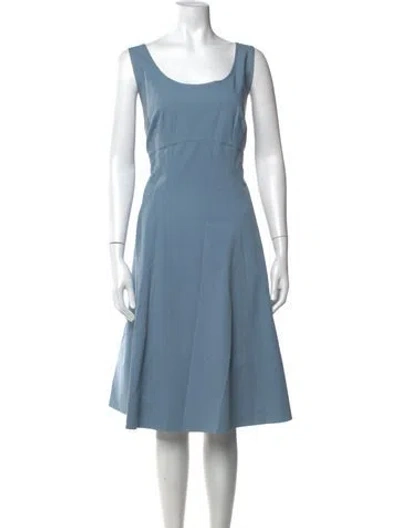 Pre-owned Lafayette 148 Scoop Neck Midi Length Dress In Blue