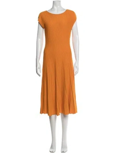 Pre-owned Lafayette 148 Scoop Neck Midi Length Dress In Orange