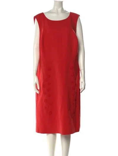 Pre-owned Lafayette 148 Scoop Neck Midi Length Dress In Red