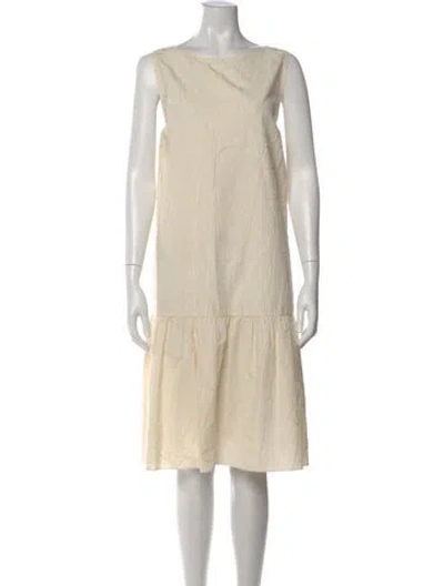 Pre-owned Lafayette 148 Scoop Neck Midi Length Dress W/ Tags In Neutral