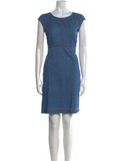 Pre-owned Lafayette 148 Scoop Neck Mini Dress In Blue
