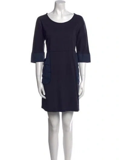 Pre-owned Lafayette 148 Scoop Neck Mini Dress In Blue